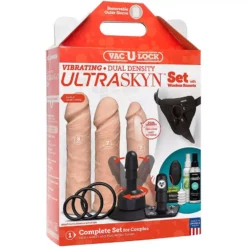 Doc Johnson Vac-U-Lock Dual Density Ultraskyn Dildo Set - Flesh - Vibration -Volwassen Speelgoed Geschaft 1053 05 bx dupe2 1