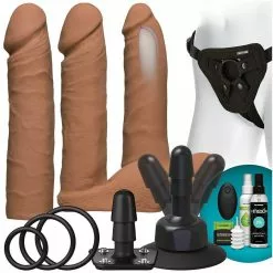Doc Johnson Vac-U-Lock Dual Density Ultraskyn Dildo Set - Tan - Vibration