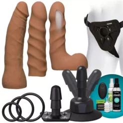 Doc Johnson Vac-U-Lock Dual Density Starter Dildo Set - Tan - Vibration