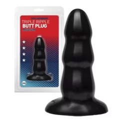 Doc Johnson 13 X 3-4 Cm Triple Ripple Buttplug Medium Black